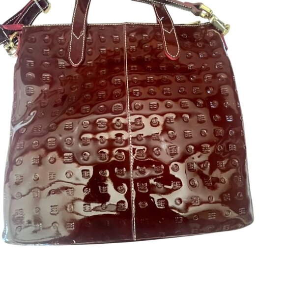 Arcadia Dark Red Embossed Patent Leather Crossbody Shoulder Bag Italy - Picture 3 of 8